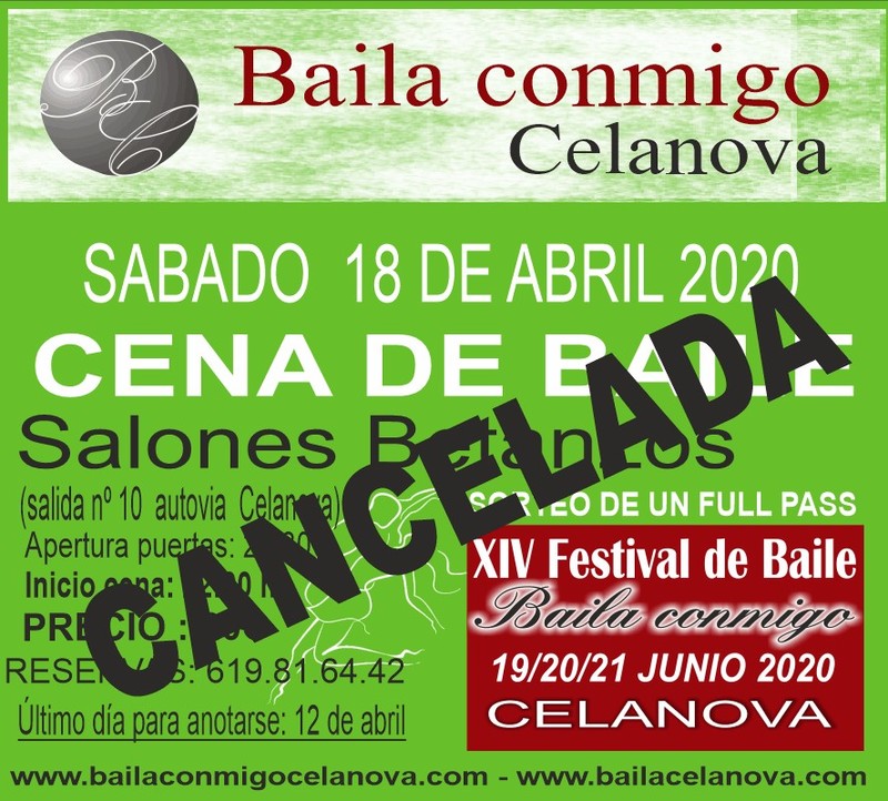 CENA DE BAILE, SÁBADO 18 DE ABRIL -2020